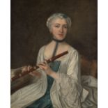 FRENCH SCHOOL, EARLY 19TH CENTURY PORTRAIT OF A LADY HOLDING A FLUTE