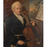 ATTRIBUTED TO HENRI VALTON (1798-1878) PORTRAIT OF A GENTLEMAN PLAYING THE CELLO