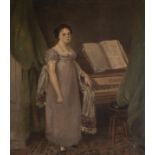 CONTINENTAL SCHOOL (CIRCA 1840) PORTRAIT OF A YOUNG GIRL BY A FORTEPIANO