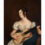 ATTRIBUTED TO JOHN PARTRIDGE (1789-1872) A PORTRAIT OF A LADY WITH A GUITAR