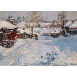 RUSSIAN SCHOOL, 20TH CENTURY A SNOW COVERED VILLAGE