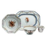 FOUR CHINESE EXPORT FAMILLE-ROSE ARMORIAL PORCELAINS, 18TH CENTURY