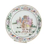 A CHINESE EXPORT PORCELAIN FAMILLE-ROSE 'NATIVITY' PLATE, 18TH CENTURY