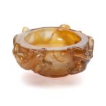 A CHINESE AGATE 'CHILONG' BOWL, 19TH CENTURY