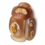 A CHINESE AGATE 'PEANUT AND JUJUBEE' CARVING, QING DYNASTY, 19TH CENTURY
