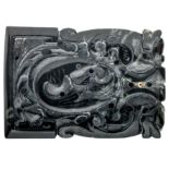 A CHINESE GREEN HARDSTONE 'CARP' PLAQUE, 19TH CENTURY