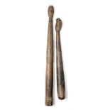 *TWO GARAMAT DRUMSTICKS, UPPER SEPIK REGION, NEW GUINEA, 19TH / 20TH CENTURY