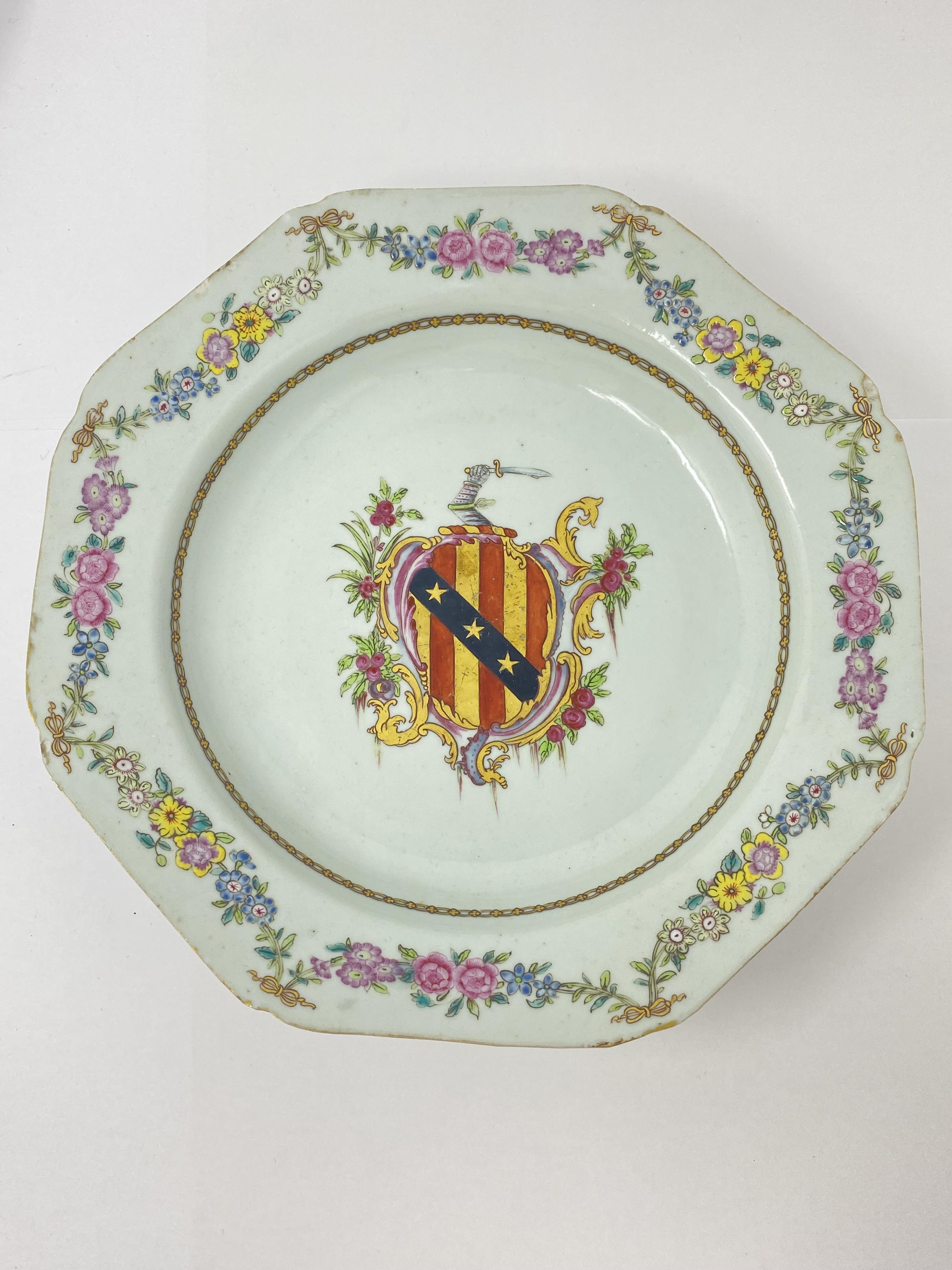 FOUR CHINESE EXPORT FAMILLE-ROSE ARMORIAL PORCELAINS, 18TH CENTURY - Image 10 of 13
