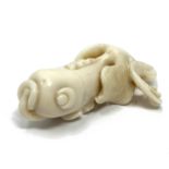 ˜A WHITE CORAL FIGURE OF A GOLDFISH, PROBABLY CHINESE 19TH CENTURY