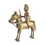 A BRASS FIGURE OF KHANDOBA ON HIS HORSE, WESTERN DECCAN, INDIA, 18TH CENTURY