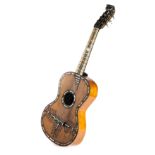 *A DECORATED GUITAR, PROBABLY EUROPE WITH OTHER ALTERATIONS, 19TH CENTURY