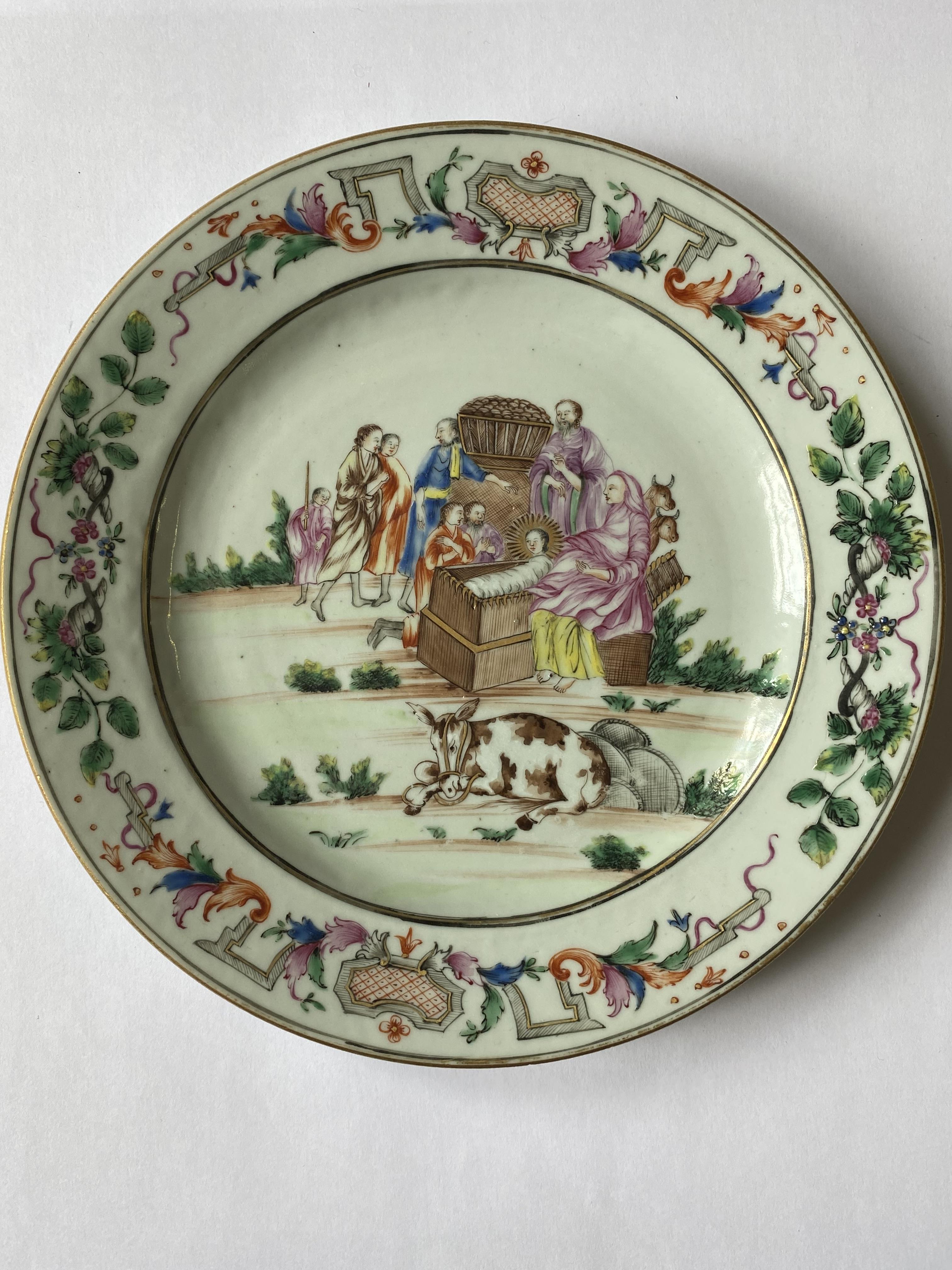 A CHINESE EXPORT PORCELAIN FAMILLE-ROSE 'NATIVITY' PLATE, 18TH CENTURY - Image 2 of 5