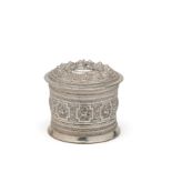 A BURMESE SILVER BOX AND COVER, 20TH CENTURY