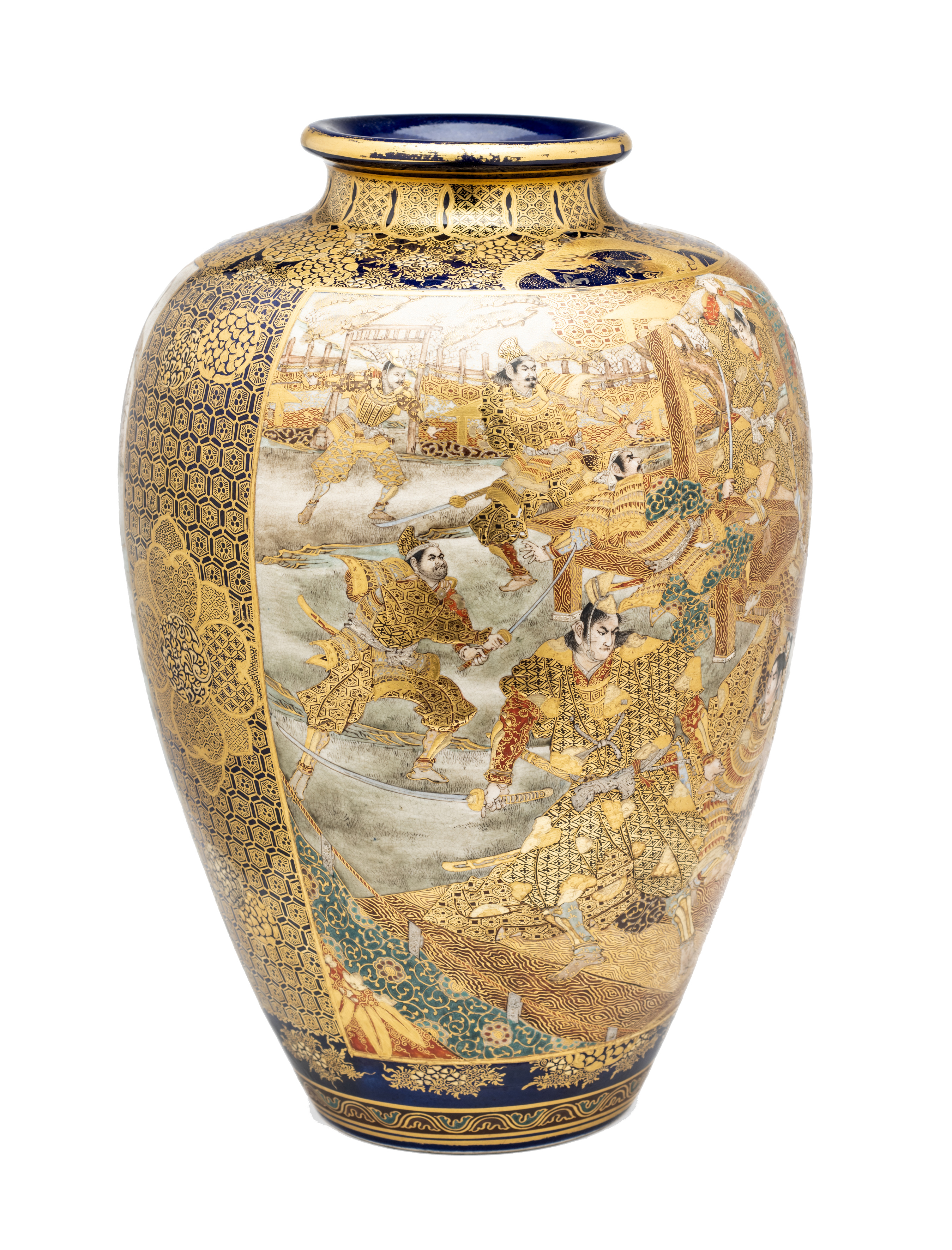 A JAPANESE SATSUMA VASE, PROBABLY KINKOZAN, MEIJI PERIOD (1868-1912)