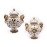 A PAIR OF ITALIAN FAIENCE VASES AND COVERS, 19TH / 20TH CENTURY