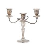 A SILVER THREE-LIGHT CANDELABRUM, HAMPTON UTILITIES, BIRMINGHAM, 1961