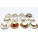 A GROUP OF TWELVE SPODE CUPS AND SAUCERS, EARLY 19TH CENTURY