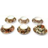 A GROUP OF SIX SPODE TEA AND COFFEE CUPS AND SAUCERS, EARLY 19TH CENTURY