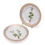 TWO ROYAL COPENHAGEN 'FLORA DANICA' BREAD AND BUTTER PLATES, 1969-74