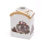 A MEISSEN 'BATAILLENMALEREI' TEA CADDY, MID 18TH CENTURY