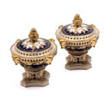 A PAIR OF BLOOR DERBY PASTILLE BURNERS AND COVERS, CIRCA 1820