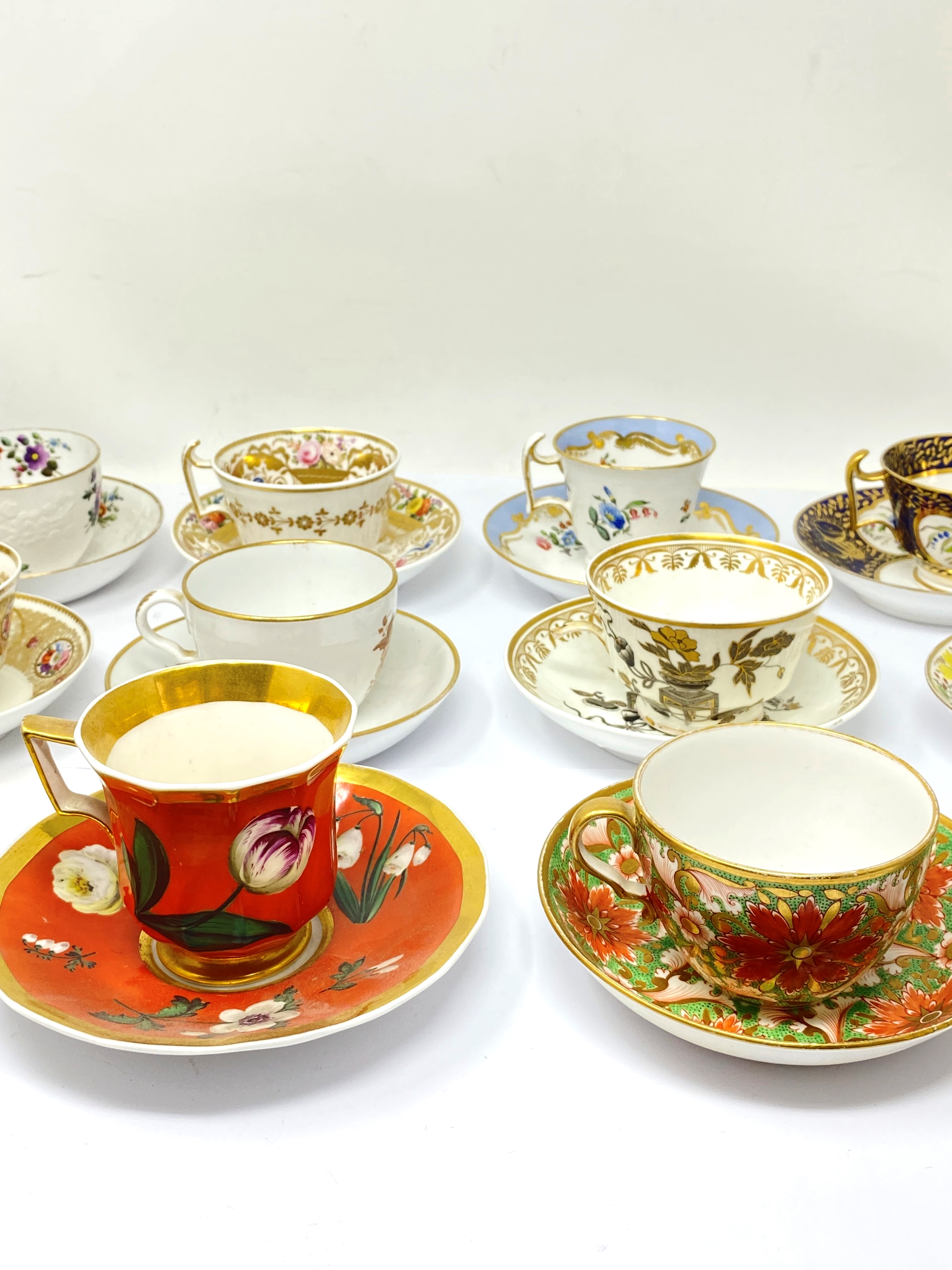 A GROUP OF TWELVE SPODE CUPS AND SAUCERS, EARLY 19TH CENTURY - Image 2 of 2