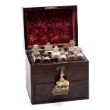 A ROSEWOOD APOTHECARY'S BOX, MID 19TH CENTURY