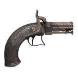 AN IRISH 32 BORE PERCUSSION TRAVELLING PISTOL BY M. & J. PATTISON, DUBLIN, CIRCA 1840