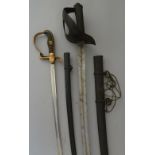 A GERMAN OFFICER~S SWORD, LATE 19TH CENTURY AND A CONTINENTAL CAVALRY TROOPER~S SWORD, PROBABLY FREN