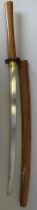 A JAPANESE SWORD IN PLAIN WOODEN SAYA (SCABBARD), CIRCA 1890-1910