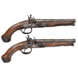 A PAIR OF FRENCH 25 BORE FLINTLOCK PISTOLS BY PENEL FRERES, MID-18TH CENTURY