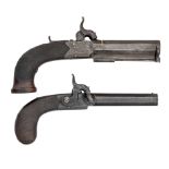 A 54 BORE PERCUSSION POCKET PISTOL BY W. HOLLIS, CHELTENHAM, BIRMINGHAM PROOF MARKS, CIRCA 1840 AND