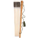 A JAPANESE QUIVER (YADZUTSU) AND SIX ARROWS, EDO PERIOD, 19TH CENTURY