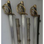 A FRENCH CAVALRY SWORD, DATED 1833 AND TWO COPIES OF FRENCH ANXI CAVALRY SWORDS