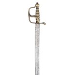 A RARE ENGLISH BRASS HILTED MILITARY HANGER BY THOMAS HOLLIER, SECOND QUARTER OF THE 18TH CENTURY