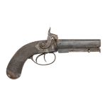 A 40 BORE D.B. PERCUSSION PISTOL BY COGSWELL, 224 STRAND, LONDON, CIRCA 1850 AND A 50 BORE D.B. PERC