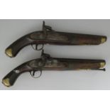 TWO 12 BORE PERCUSSION SERVICE PISTOLS, MID-19TH CENTURY