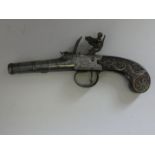 A 50 BORE FLINTLOCK POCKET PISTOL SIGNED WIGGIN, BRIMINGHAM PRIVATE PROOF MARKS, CIRCA 1800