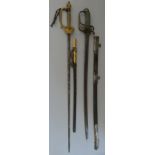 A VICTORIAN 1845 PATTERN INFANTRY SWORD AND A COURTSWORD FOR CIVIL SERVICE INCLUDING THE ROYAL HOUSE