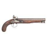 A 16 BORE FLINTLOCK OFFICER~S PISTOL SIGNED CLARK, LONDON, BIRMINGHAM PROOF MARKS, CIRCA 1820