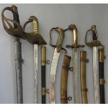 A FRENCH MODEL 1816 SHORTSWORD (COUPE CHOUX), THREE SHORTSWORDS AND SEVEN SWORDS IN 19TH CENTURY MIL