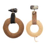 TWO JAPANESE BOW-STRING REELS, 20TH CENTURY