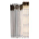 TWENTY-ONE JAPANESE MILITARY ARROWS, EDO PERIOD, 19TH CENTURY