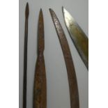 A PERSIAN SWORD (SHAMSHIR); A GURKHA KUKRI KNIFE; AN AFRICAN SPEAR AND A PIKE, 19TH CENTURY