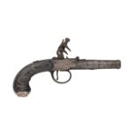 A 54 BORE SILVER-MOUNTED FLINTLOCK POCKET PISTOL SIGNED WATERS, BIRMINGHAM, 1779; A 54 BORE FLINTLOC