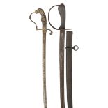 AN ITALIAN MODEL 1888 CAVALRY SWORD, A TURKISH SWORD AND A CONTINENTAL ARTILLERY SWORD, LATE 19TH CE