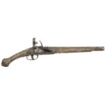 AN 18 BORE OTTOMAN BALKAN FLINTLOCK KUBUR PISTOL, ALBANIA, SECOND QUARTER OF THE 19TH CENTURY