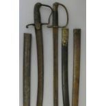 A 1796 PATTERN LIGHT CAVALRY SWORD; AN 1875 PATTERN ARTILLERY CARBINE BAYONET, AN 1856 PATTERN ENFIE