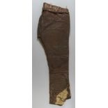 Ⓜ A PAIR OF LEATHER TROUSERS, LATE 19TH/20TH CENTURY, INDIAN OR SOUTHEAST ASIAN