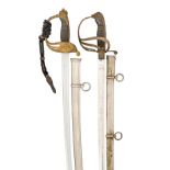 A SPANISH MODEL 1862 ARTILLERY SWORD AND A ROMANIAN OFFICER~S SWORD, CIRCA 1866-1914